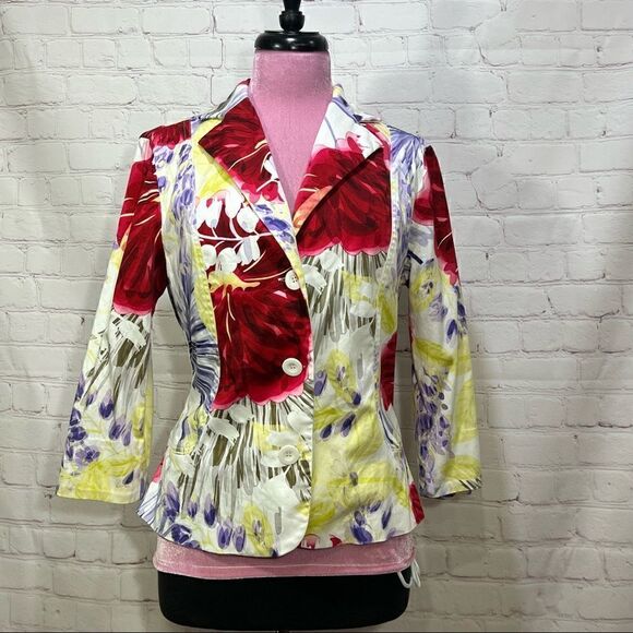 S COLDWATER CREEK floral Blazer/Jacket Guc - Picture 1 of 13
